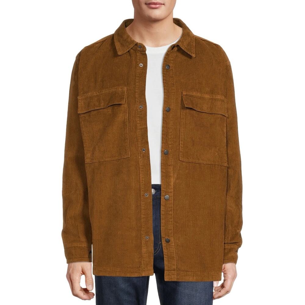 No Boundaries Men’s Layering Corduroy Oversized Shirt Jacket - Size M - Brown